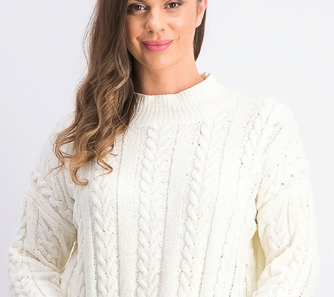 Suéter feminino Hippie Rose de tricô com ombros caídos, tamanho natural grande