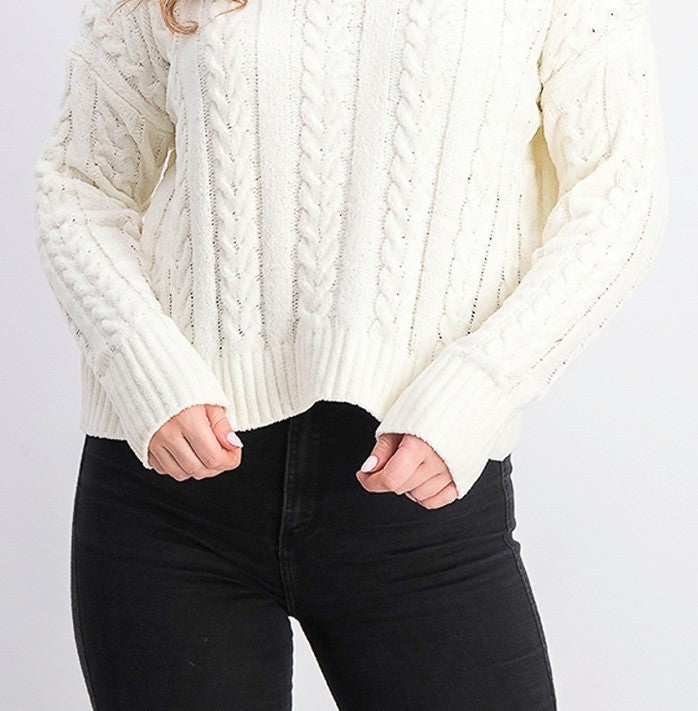 Suéter feminino Hippie Rose de tricô com ombros caídos, tamanho natural grande