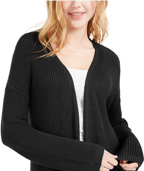 Cardigan longo com detalhes nas costas Hippie Rose Juniors, preto, tamanho médio