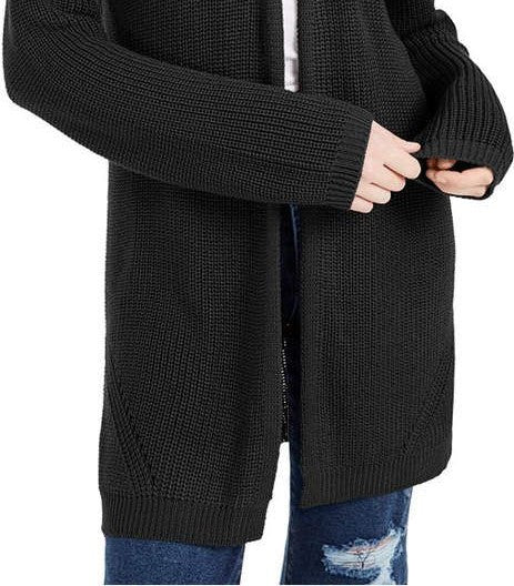 Cardigan longo com detalhes nas costas Hippie Rose Juniors, preto, tamanho médio