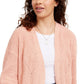 Cardigan Hippie Rose Juniors Chenille Rosa Tamanho Extra Pequeno