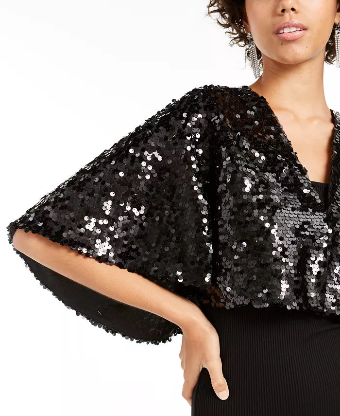 Capelet de lantejoulas Teeze Me Juniors, preto, tamanho grande