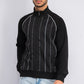 Jaqueta esportiva masculina Sean John com logo listrado, preta, tamanho médio