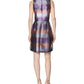 Vestido listrado metálico feminino Laundry By Shelli Segal, corte evasê, roxo, tamanho 12