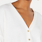 Cardigan Hippie Rose Juniors de malha waffle com botões na frente, branco, tamanho grande