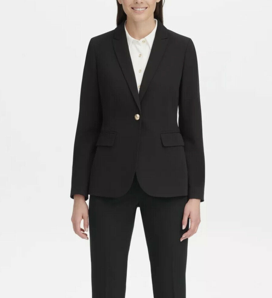 Blazer feminino Tommy Hilfiger de um botão, preto, tamanho 10