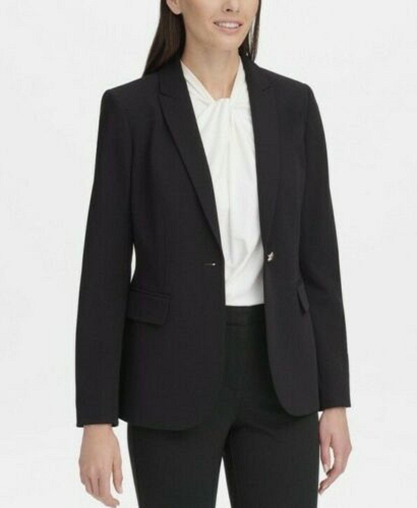 Blazer feminino Tommy Hilfiger de um botão, preto, tamanho 8
