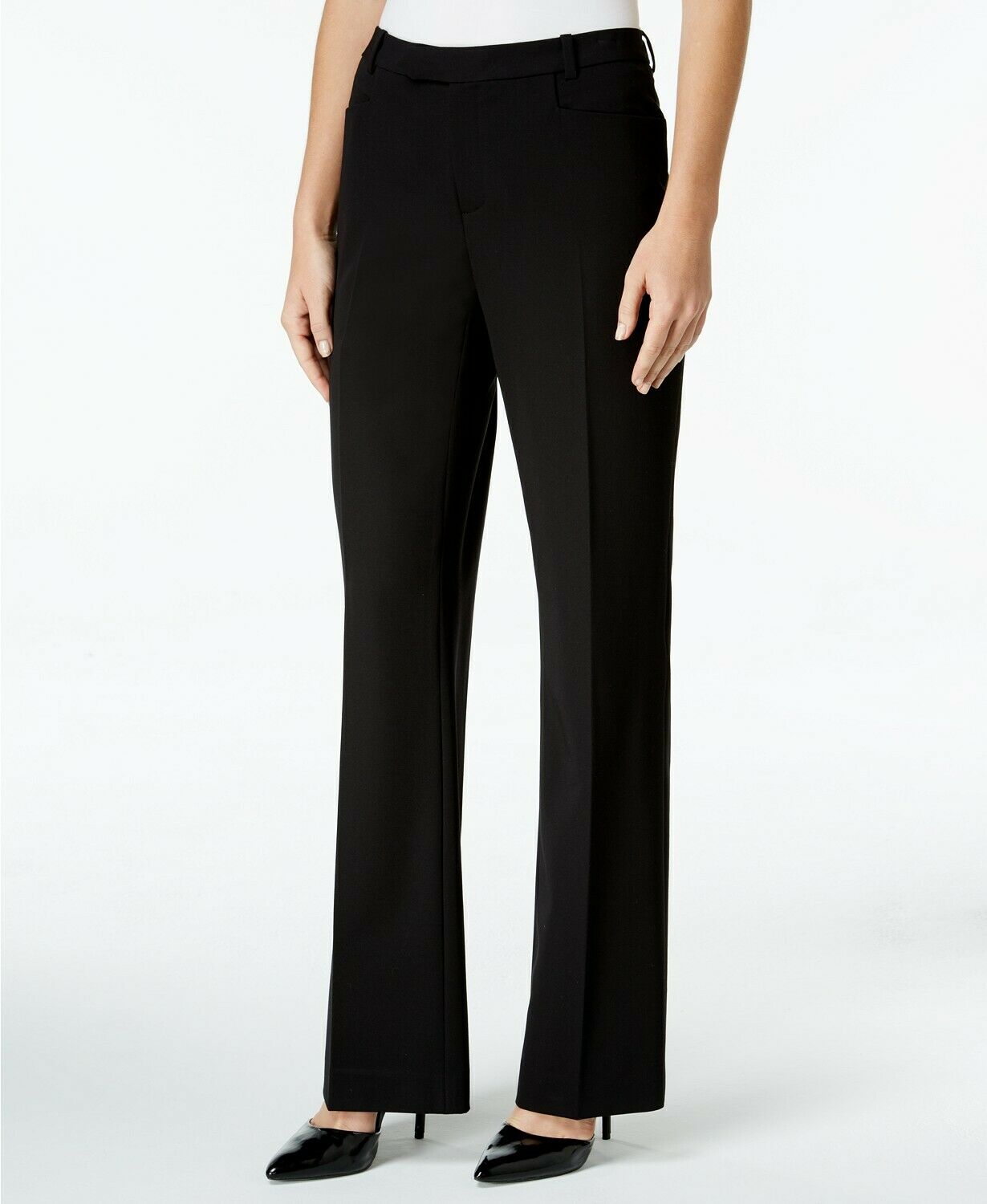 Calça social feminina Tommy Hilfiger Modern com perna reta, preta, tamanho 16