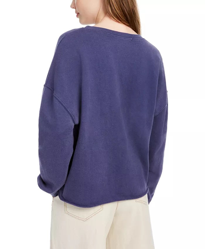 Moletom com estampa gráfica Pretty Rebellious Juniors Moon, azul escuro, tamanho extra pequeno