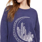 Moletom com estampa gráfica Pretty Rebellious Juniors Moon, azul escuro, tamanho extra pequeno