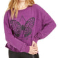 Moletom feminino Rebelious One com estampa de borboleta, tamanho médio, roxo, para jovens