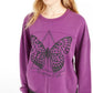 Moletom feminino Rebelious One com estampa de borboleta, tamanho médio, roxo, para jovens