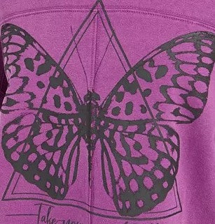 Moletom feminino Rebelious One com estampa de borboleta, tamanho médio, roxo, para jovens
