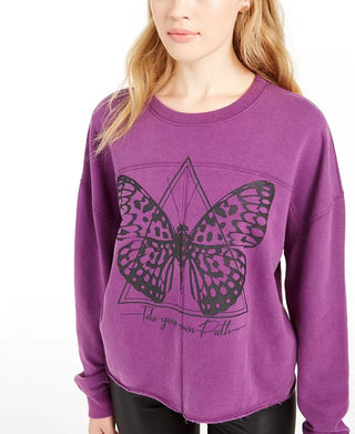 Moletom com estampa de borboleta Rebelious One Juniors, roxo, tamanho grande