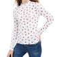 Blusa de gola alta com estampa de rosas Rebellious One Junior, branca, tamanho X-G