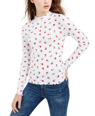 Blusa de gola alta com estampa de rosas Rebellious One Junior, branca, tamanho X-G