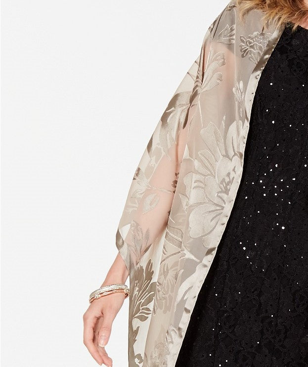 INC International Concepts Blusa Feminina Contraste Floral Burnout Cinza Tamanho Regular