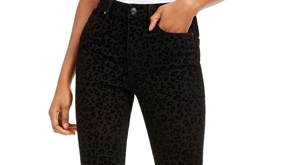 Calça Jeans Rewash Juniors Velvet Leopard Preta Tamanho 1