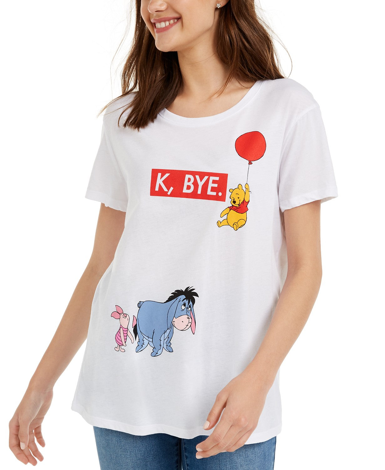 Camiseta gráfica do Ursinho Pooh da Disney Juniors, tamanho grande, branca