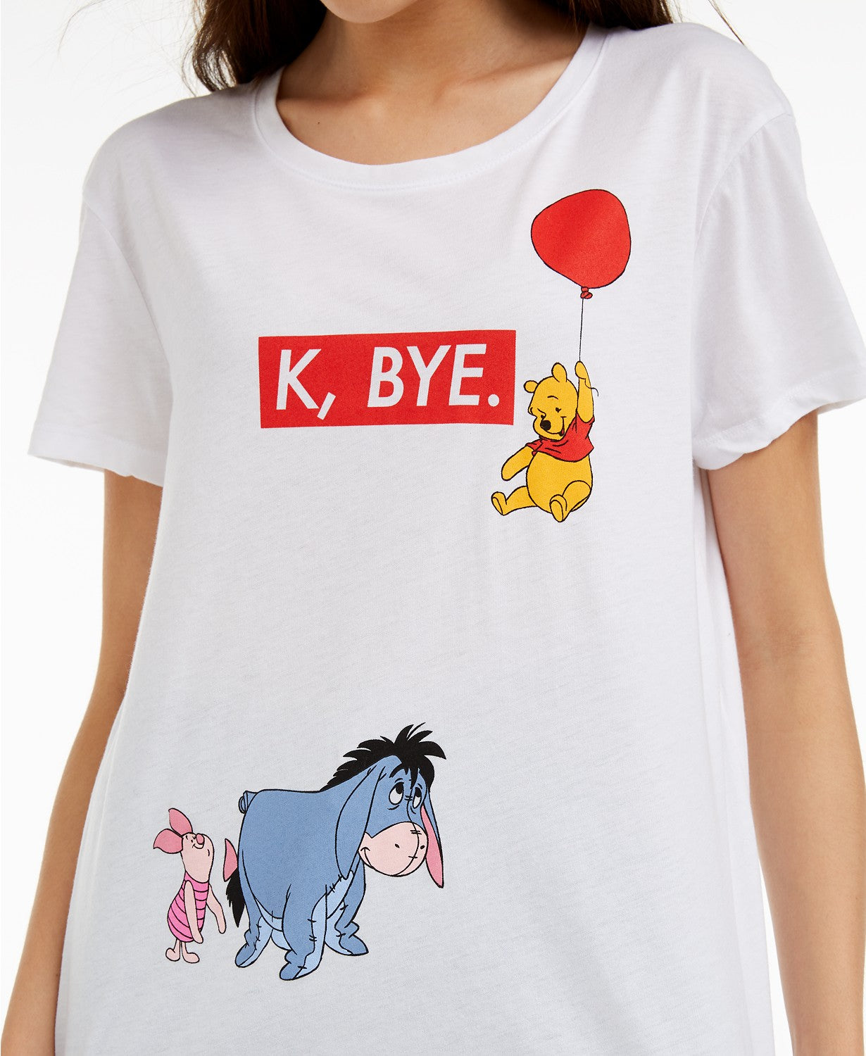 Camiseta gráfica do Ursinho Pooh da Disney Juniors, tamanho grande, branca