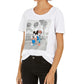 Camiseta estampada Mickey e Minnie da Disney Juniors, tamanho P, branca