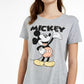 Camiseta estampada do Mickey Mouse da Disney Juniors, cinza, tamanho médio