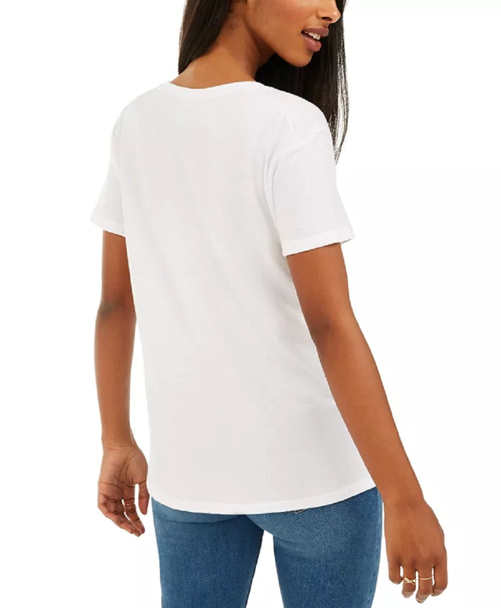 Camiseta feminina Love Tribe Juniors com estampa de arco-íris e amigos, tamanho extra grande, branca
