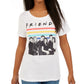 Camiseta Love Tribe Juniors Friends com estampa de arco-íris, branca, tamanho médio