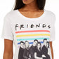 Camiseta Love Tribe Juniors Friends com estampa de arco-íris, branca, tamanho médio