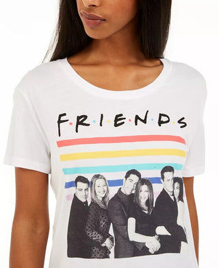 Camiseta Love Tribe Juniors Friends com estampa de arco-íris, branca, tamanho médio