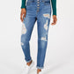 Calça jeans Rewash Junior com botões frontais e cintura alta, azul, tamanho 1