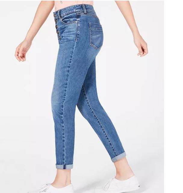 Calça jeans reta com botões e cintura alta Rewash Junior's, azul, tamanho 1