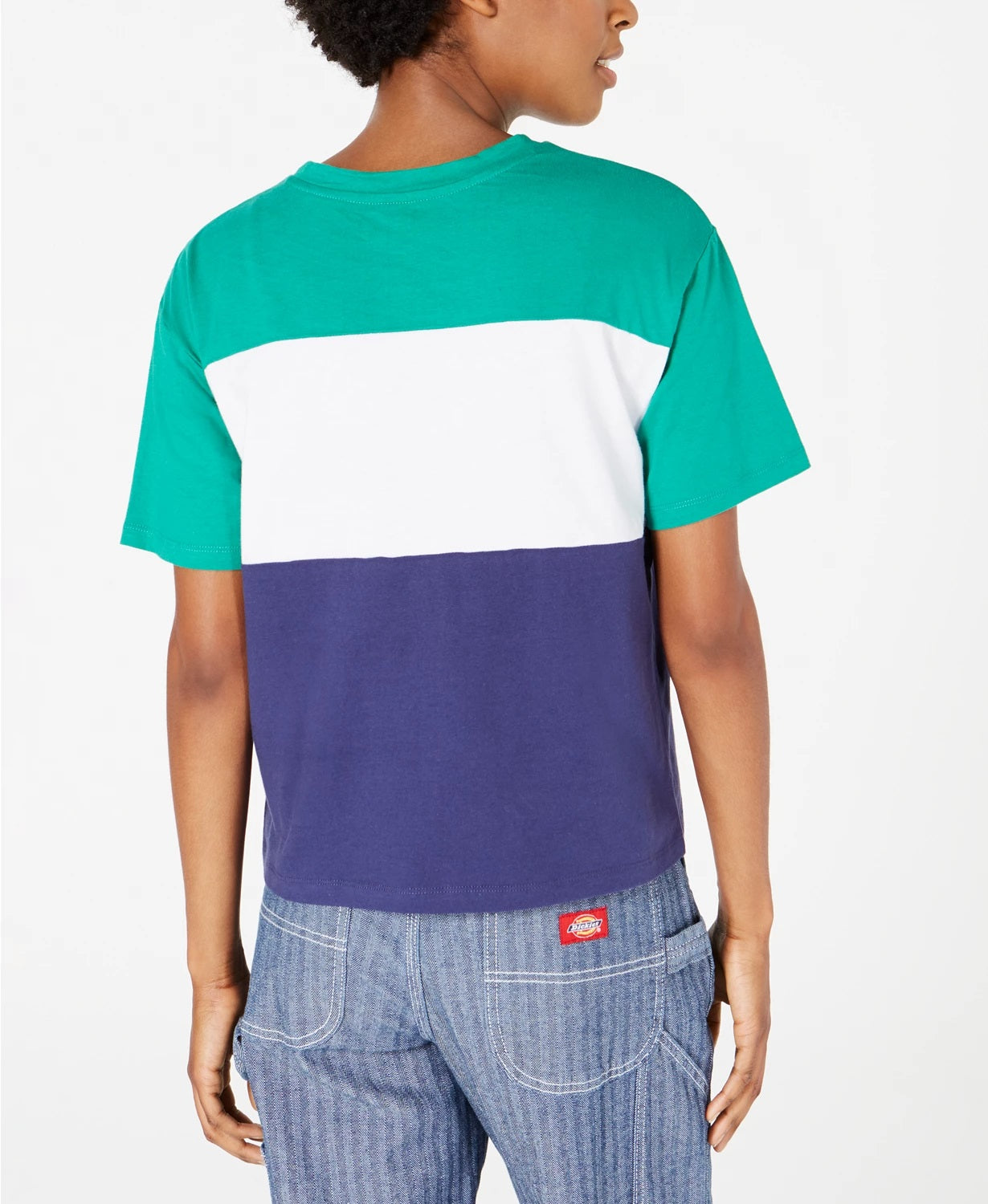 Camiseta Dickies Feminina Colorblock Algodão Gráfico Tomboy Verde Tamanho P