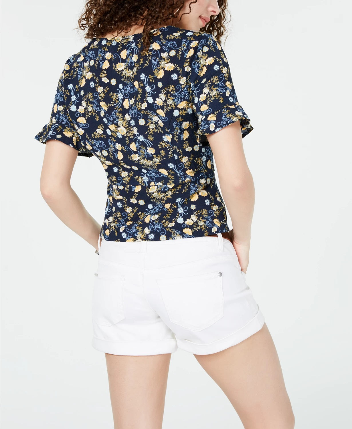 Blusa Peplum Estampada Hooked Up By Iot Juniors Tamanho Grande Marinho