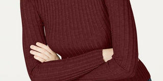 Suéter de gola alta simulada em malha canelada para juniores Hooked Up By IOT, vermelho escuro, tamanho extra grande