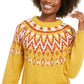 Suéter de gola redonda Fair Isle Juniors Hooked Up, amarelo, tamanho médio
