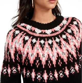 Suéter de gola redonda Fair Isle Junior da Hooked Up By IOT, preto, tamanho extragrande