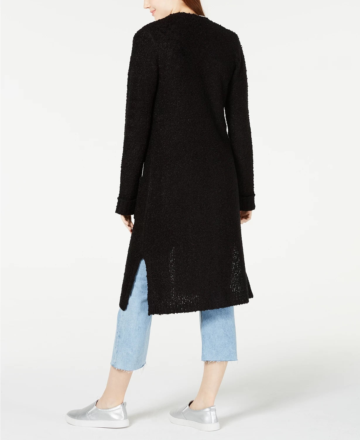 Cardigan Duster Texturizado para Juniores da Hooked Up by IOT, Preto, Tamanho Médio