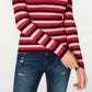 Suéter listrado canelado feminino Hooked Up By Iot Juniors Shine, tamanho extra grande, vermelho