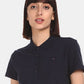 Camisa polo feminina Tommy Hilfiger Core preta tamanho grande