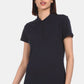Camisa polo feminina Tommy Hilfiger Core preta, tamanho médio
