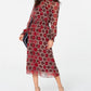 Vestido feminino Tommy Hilfiger manga comprida colmeia vermelho tamanho grande