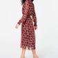 Vestido feminino Tommy Hilfiger manga comprida colmeia vermelho tamanho grande