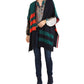 Tommy Hilfiger Cardigan Poncho Feminino Colorblocked Azul Tamanho Extra Grande