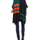 Tommy Hilfiger Cardigan Poncho Feminino Colorblocked Azul Tamanho Extra Grande