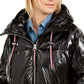 Casaco acolchoado com capuz brilhante Tommy Hilfiger feminino, preto, tamanho extra grande