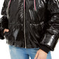 Casaco acolchoado com capuz brilhante Tommy Hilfiger feminino, preto, tamanho extra grande