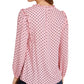 Blusa Tommy Hilfiger Feminina Estampada com Babados e Gola Rosa Brilhante Tamanho XX-G