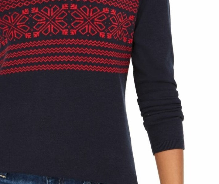 Suéter Tommy Hilfiger Fair Isle Ivy Cotton Feminino Azul Tamanho Extra Grande