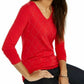 Suéter Tommy Hilfiger Feminino de Algodão Argyle com Tachas Vermelho Tamanho X-G